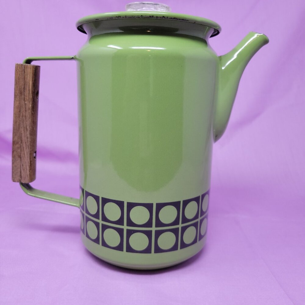 MCM Vintage Green Enamel Coffee Percolator - Picture 2 of 5